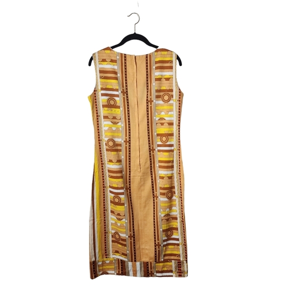 ALEX COLEMAN CA x VINTAGE 60’s 70’s Op Art Geo Spaceage Mod Mini Dress in gold - Picture 3 of 10